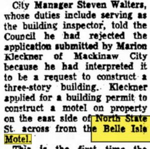 Belle Isle Motel & Dining Room - Oct 1972 Article (newer photo)